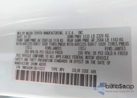 2025 Mazda Cx-50 Hybrid Premium Package из США, поврежденный, VIN 7MMVAADW1SN110231